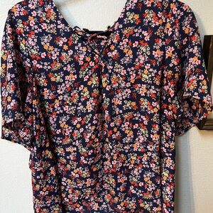 Banana Republic Navy Floral Women's Blouse